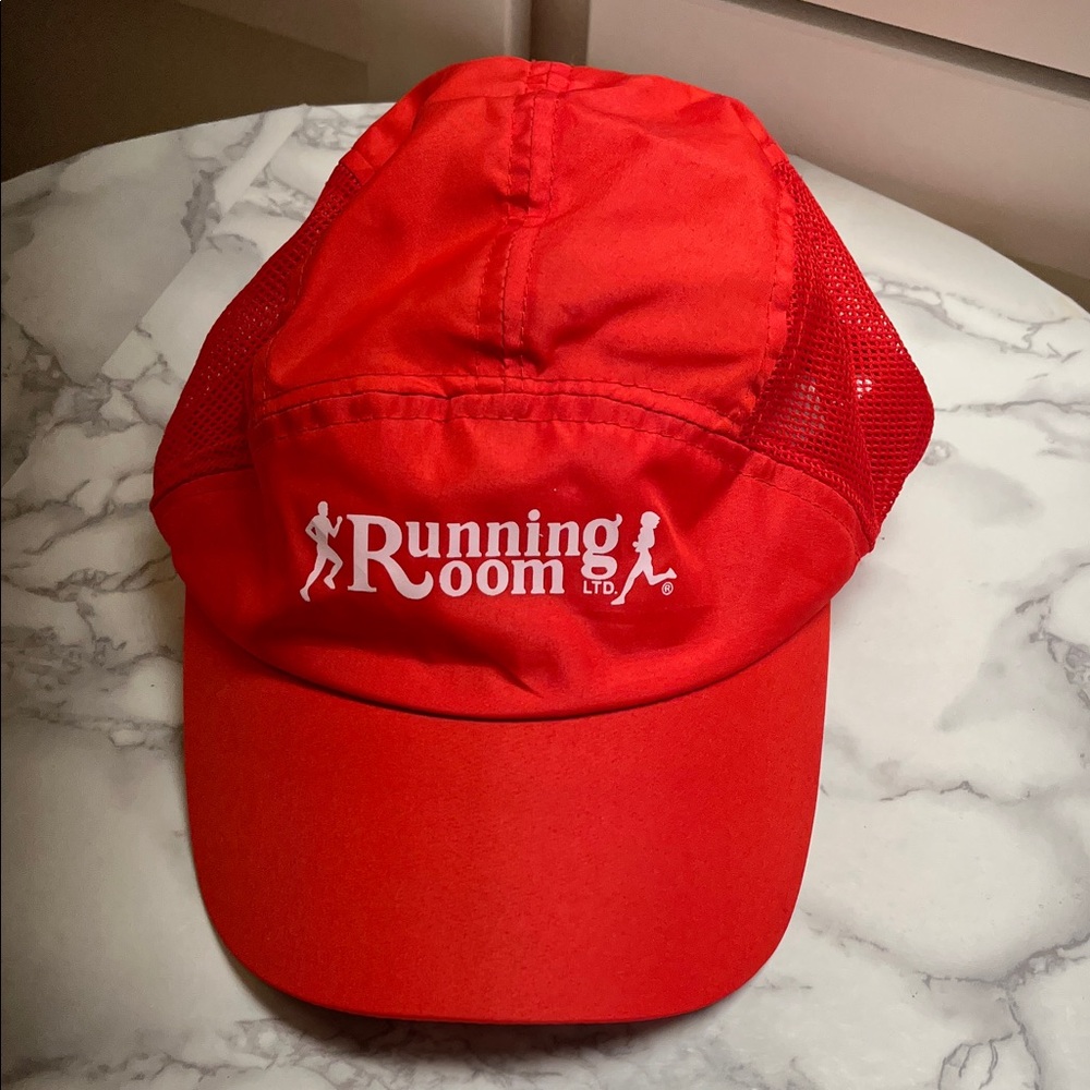 Running Room red running hat ball cap